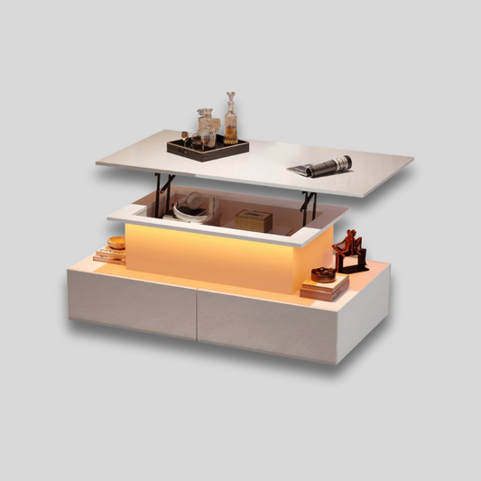 Table basse transformable table haute blanche