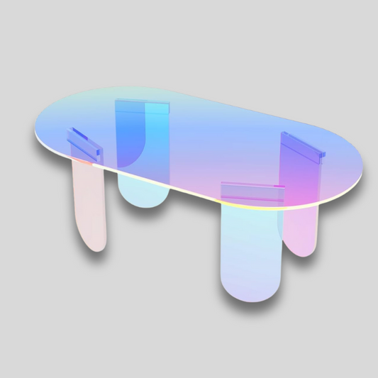 Table basse transparente polychromatique