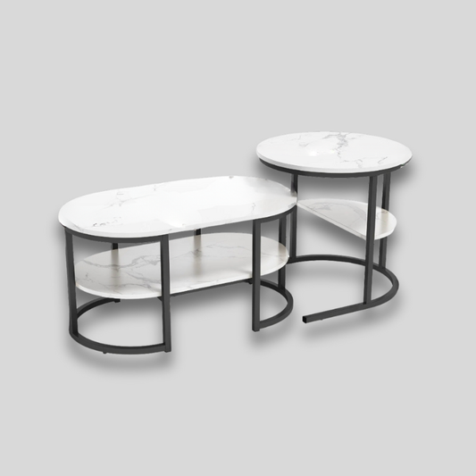 Set de tables basses gigognes ovales blanches