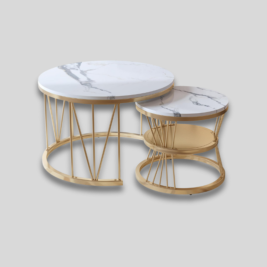 Tables basses rondes design gigognes blanches