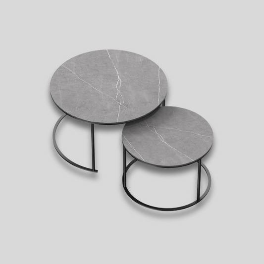 Table basse rond gigogne | Gris sombre
