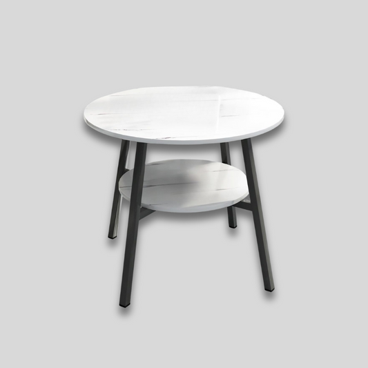 Table basse ronde avec rangement en marbre