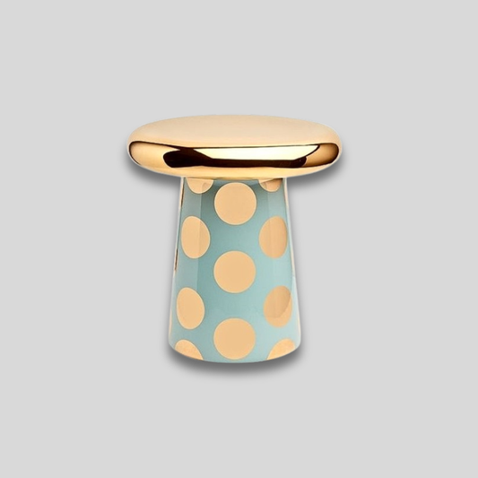 Grande table basse céramique | Cercles dorés sur bleu