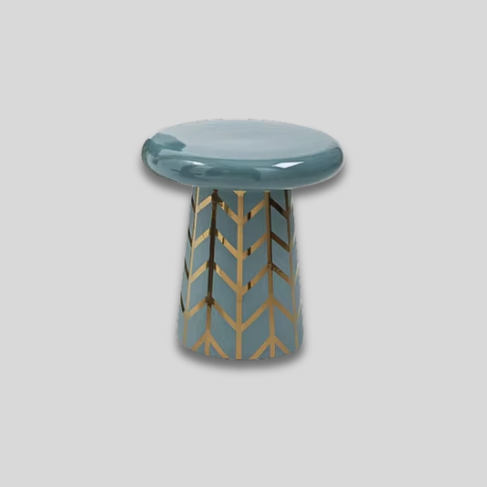 Grande table basse céramique | Flèches dorées sur bleu