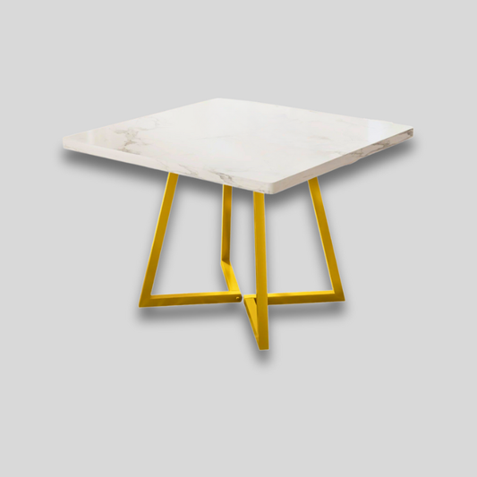 Table basse carrée industrielle blanche & dorée