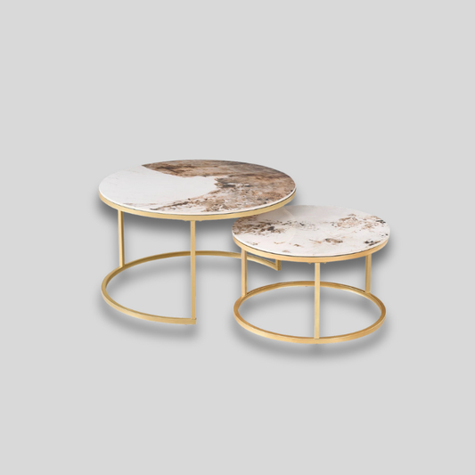 Table basse ronde gigogne marbre