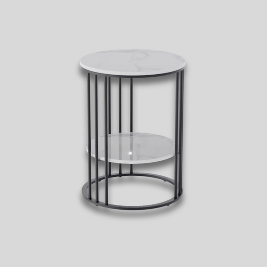 Table basse ronde metal et pierre